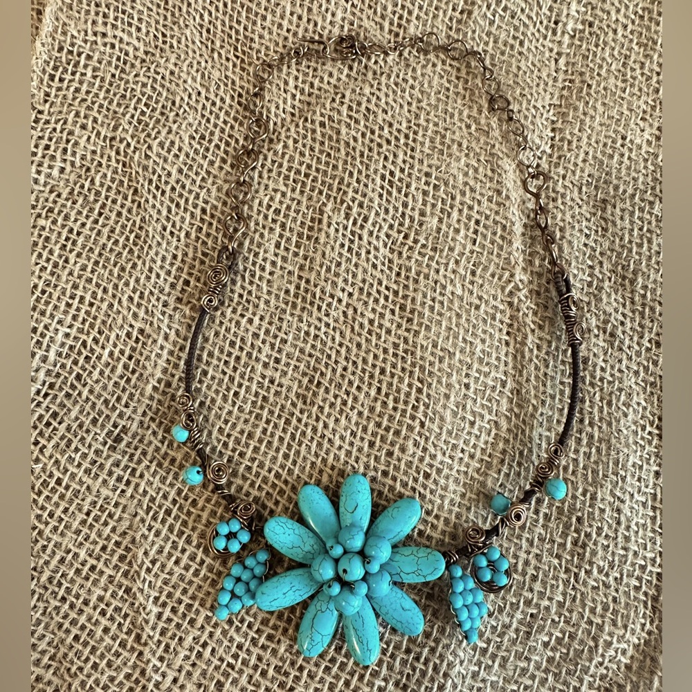 Hand Crafted Turquoise Statement Piece Neclace